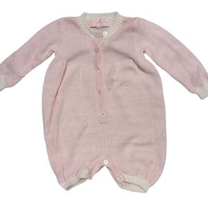 Sophie Dess Creations Paris‎ Cotton Textured Knit Pink Romper 3 Months